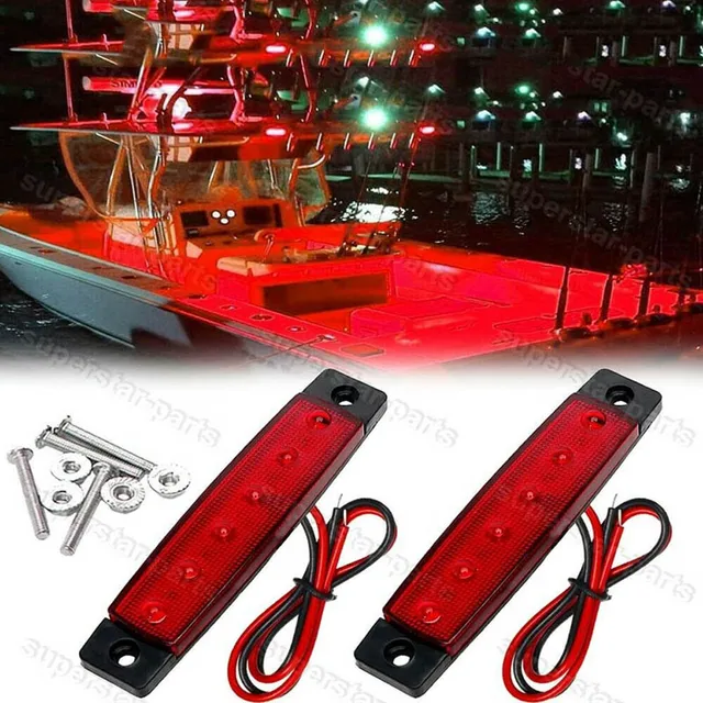 Bande lumineuse LED utilitaire pour l'intérieur du bateau, 2 pièces,  lumière de Navigation, blanc/bleu/