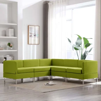 

5 pcs Green sofa fabric sofa Set