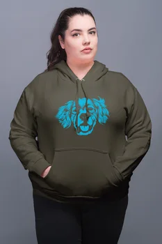 

Angemiel Wear Blue Playful Dog Green Women 'S Hooded Sweatshirt
