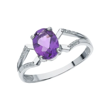 

Silver ring with amethyst and cubic zirconia sunlight sample 925