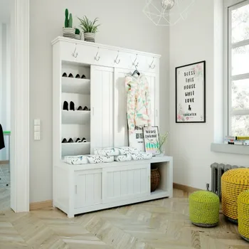

Hall Cabinet Dressing with Coat Rack and Shoe Rack