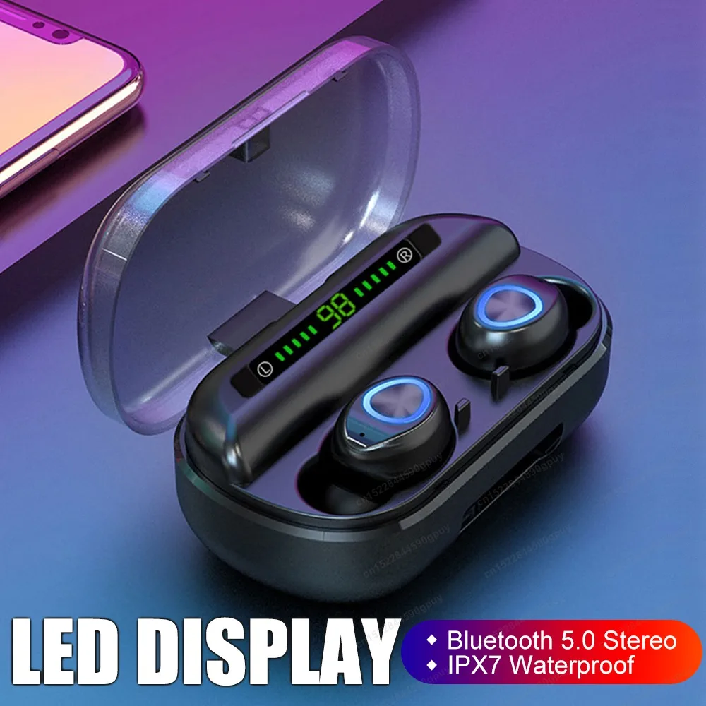 TWS Bluetooth наушники с микрофоном светодиодный дисплей беспроводные