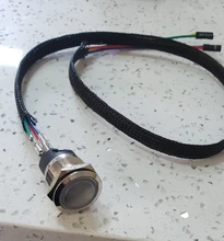 Interruptor de botón de Reinicio de Metal para PC, reinicio LED, 12mm, 16mm, 19mm, 22mm, con Cable de placa base de 60cm, interruptor de alimentación para PC