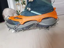 18 dientes hielo nieve crampones antideslizante escalada pinza zapato cubre Spike zapatos de acero inoxidable nieve antideslizante de la cubierta del zapato Crampon