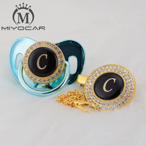 LC-10 6-18m MIYOCAR Золотое серебряное имя инициалы буквенные C прекрасный bling соска и пустышка Клип Набор BPA бесплатно пустышка bling уникальный дизайн LC - Цвет: LC-10 6-18m