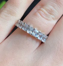 Huitan-Anillo de lujo para mujer, Micro pavé grande redondo/cuadrado/ovalado de CZ, joyería de boda, regalo de amor para esposa, alta calidad