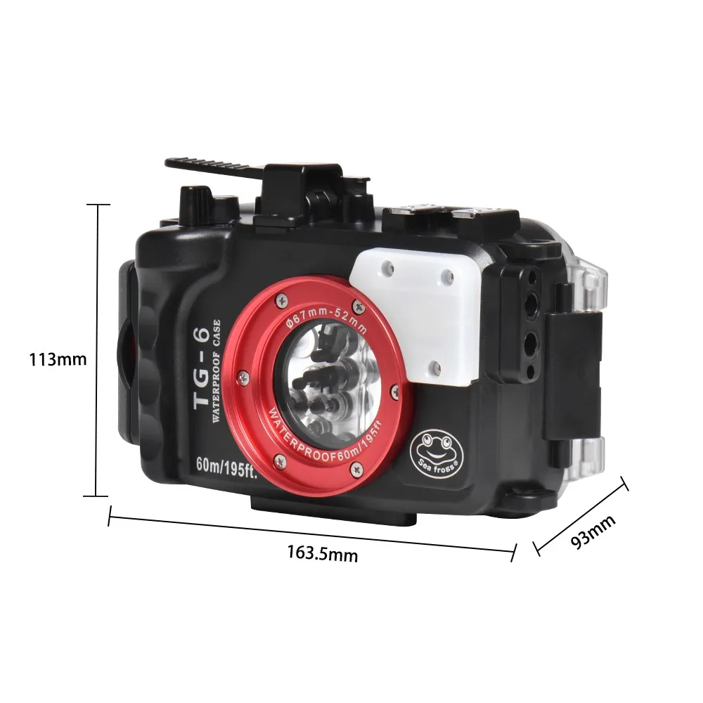 Cena Seafrogs 60M nurkowanie podwodne wodoodporna obudowa na aparat do aparatu Olympus TG6 z MEIKON 67mm Fisheyes