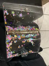 Funda para cuaderno con lentejuelas brillantes A5/A6, carpeta de archivos transparente de 6 anillos, carpeta de anillas de hojas sueltas, suministros de papelería Kawaii