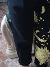 2021, Digital Luna estrella impreso Pantalones rectos pantalones a la moda Jeans moda impreso damas alta cintura niñas Denim Chic Pantalones