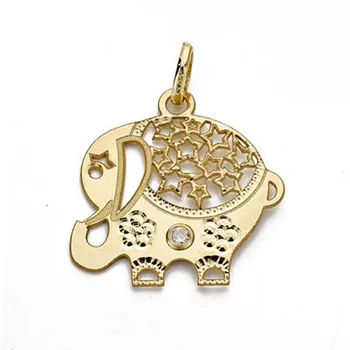 

Elephant Pendant 18k gold cubic zirconia 18mm. [AA0196]