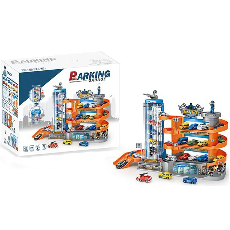 Parking трёхуровневая with spiral lift car 6 PCs figurine desktop |