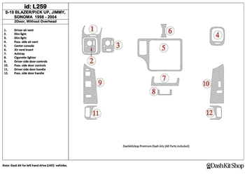 

Interior lining for Chevrolet Blazer 1998-2004. Set L259.