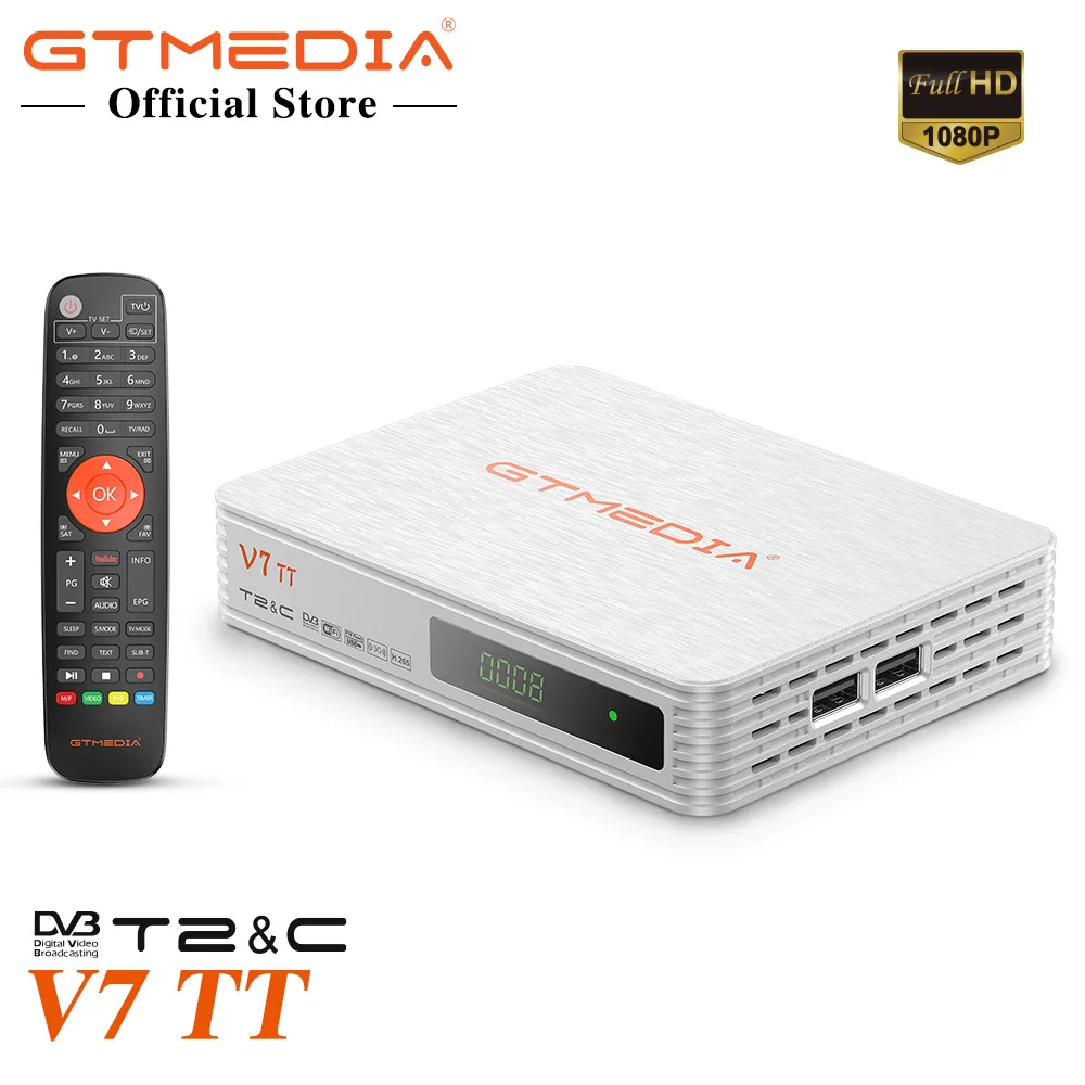 GTMEDIA V7 TT DVB-T2/T DVB-C Terrestrial TV Receiver HD Digital TV Tuner Receptor H.265 With USB WiFi Antenna Satellite Decoder 1