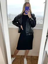 Jacket Women Basic-Coat Moto Aelegantmis Faux-Leather Plus-Size Winter Outerwear Autumn