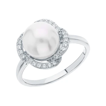 

Silver ring with imitation pearls and cubic zirconia sunlight sample 925