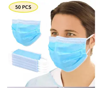 

USA STOCK 50pcs Anti-Pollution 3 Laye Mask dust protection Masks Disposable Face Masks Elastic Ear Loop Disposable Dust Filter