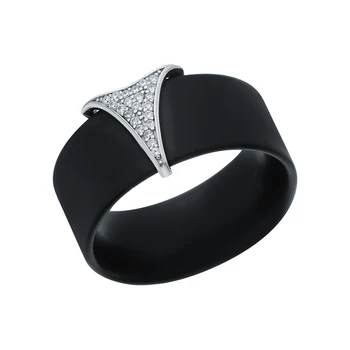 

Silver ring with ceramics and cubic zirconia sunlight sample 925