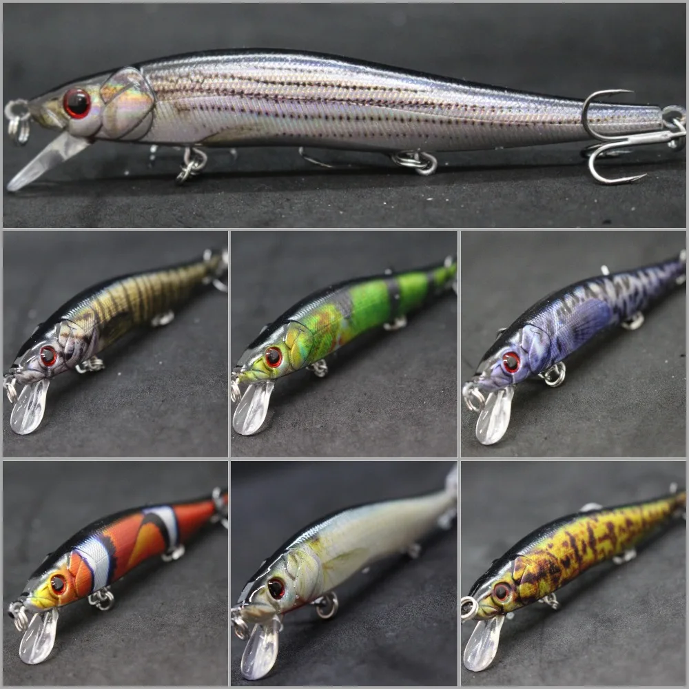 WLure Minnow manivelle appât dur serré oscillant lent naufrage Jerkbait réaliste RealSkin peinture leurre de pêche HM262S