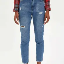 Дефакто Женская мода со средней посадкой рваные джинсы повседневные женские брюки джинсовые женские укороченные брюки женские новые-L7451AZ19AU