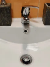 Sink Ceramic-Pots Overflow-Cover Chrome-Basin Round Plastic/copper-Insert 1pcs