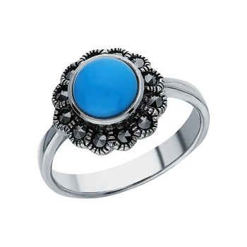 

Silver ring with marcasites and turquoise sunlight sample 925