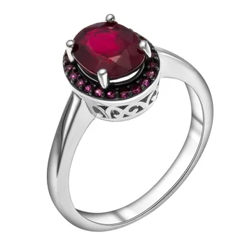 

Silver ring with Ruby Nat. (h) and nanorubin Sint.