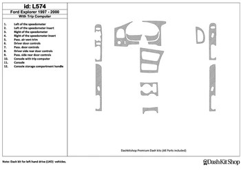 

Interior trim for Ford Explorer 1997-2001. Set L574.