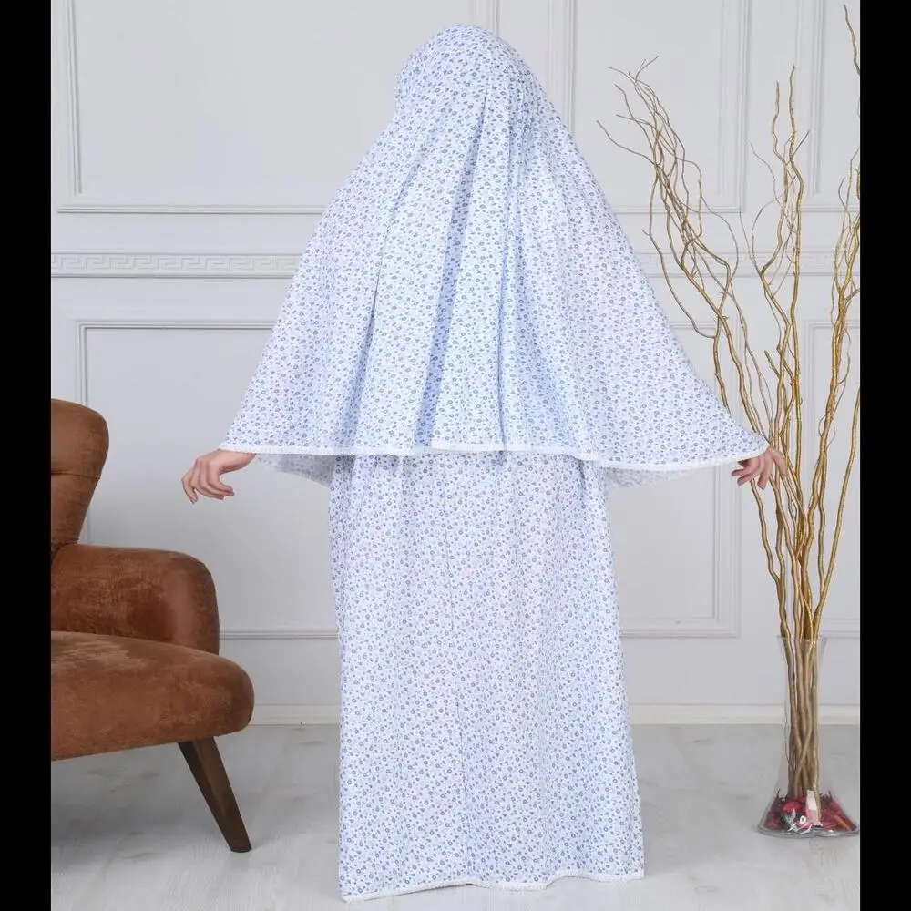 Muslim Full Cover Prayer Abaya Dress Islamic Traditional Cotton Turkey Female Thin Two 2 Piece Set Ramadan Random Color