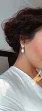 Clásico de alta calidad grande de imitación gota de agua perla Clip en pendientes sin Piercing para las mujeres de la boda Clips de oreja regalo