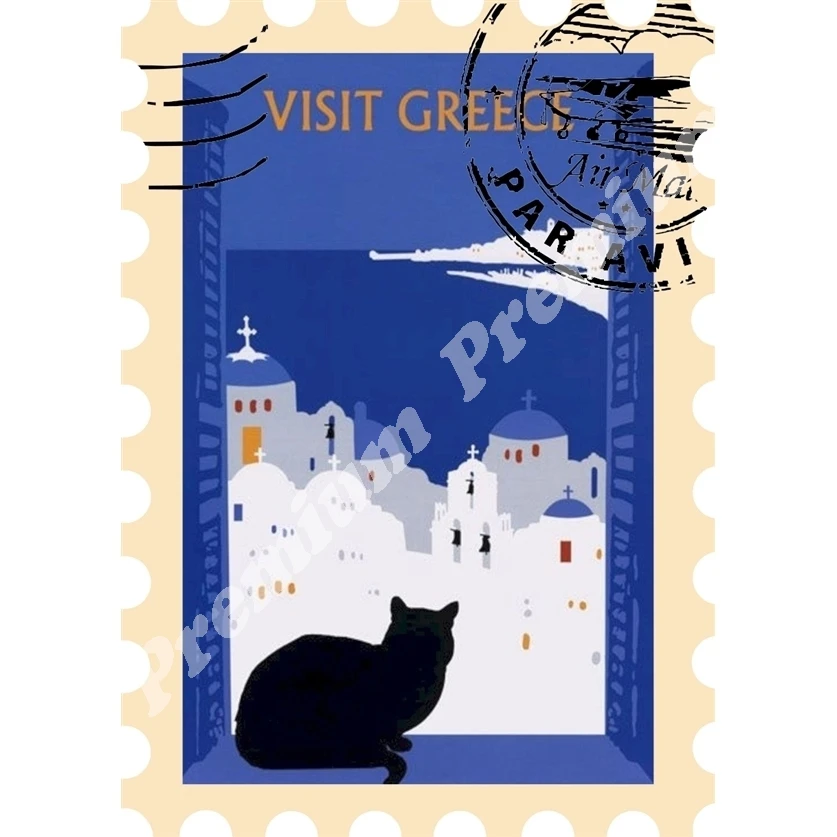 Greece vinyl souvenir magnet vintage travel poster | Дом и сад