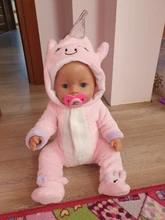 Traje de unicornio para bebé recién nacido, accesorios de ropa de muñeca, 17 pulgadas, 43cm, rojo, morado, azul, regalo de cumpleaños