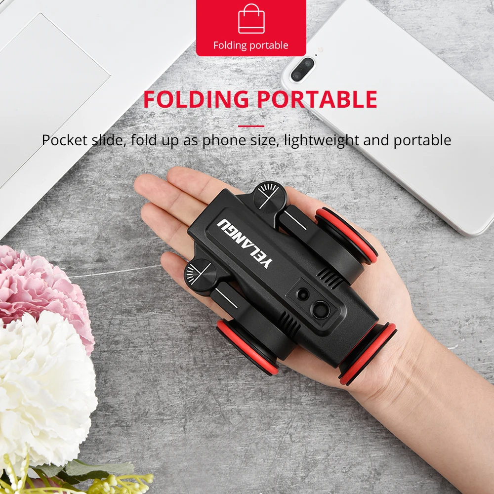 YELANGU Mini Electric Motorized Track Dolly Slider Rail with Time-lapse Shooting APP Operation for Camera Smartphone Go pro