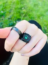 Anillos de gato negro de Anime para niños y niñas, joyería para disfraz, fiesta, regalo, estampado verde, esmalte, Pata de Gato