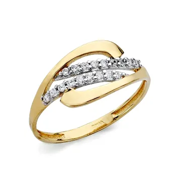 

18k solid gold ring bicolor zircons [AA2239]