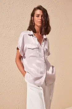 

Trendyol Pocket Detail Satin Draped Shirt TWOSS20GO0272