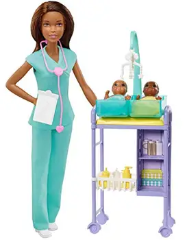 

Barbie I want to be a pediatrician, brunette doll with babies and accessories (Mattel GKH24)