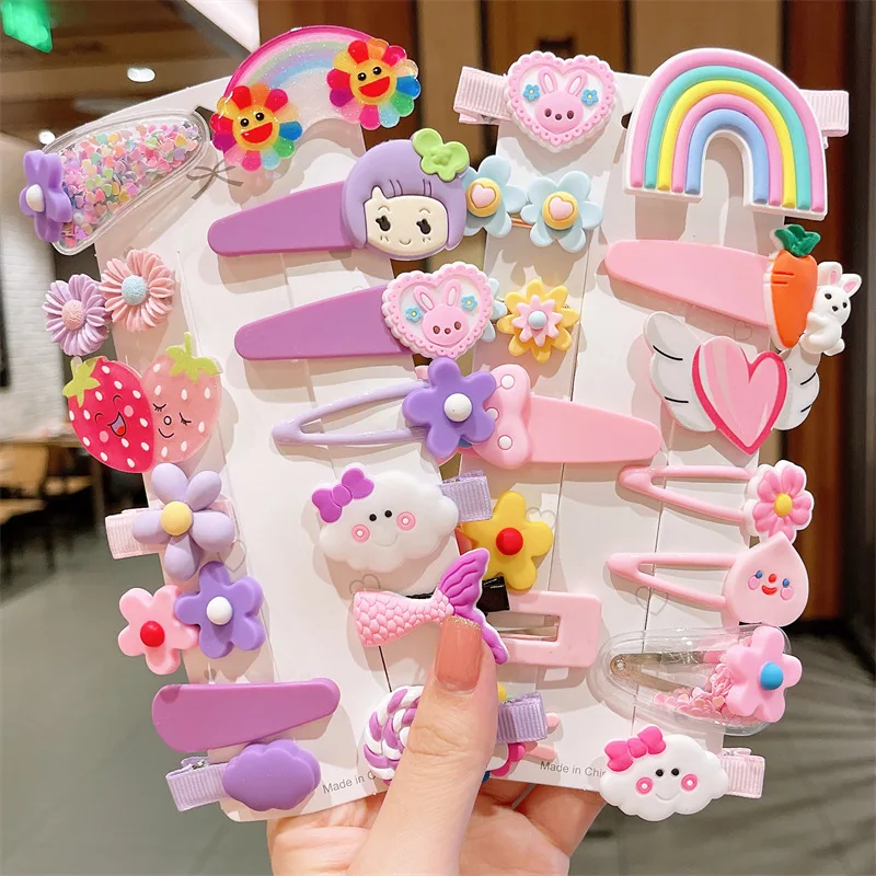 

14Pcs/Set Little New Girls Cute Cartoon Animal Fruits Butterfly Hair Clips Kids Rainbow Hairpins Baby Barrettes Hair Accessories
