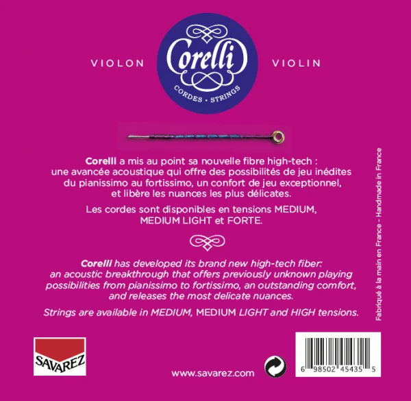 Оригинальные Cтруны для скрипки SAVAREZ Corelli Cantiga 900MB среднее натяжение(Medium),(E-ball end
