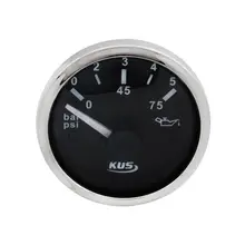 Указатель давления масла 0-5 бар, черный циферблат, нержавеющий ободок, д. 52 мм KY15000