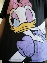 Black T-Shirt Daisy Duck Cartoon Print Sweet Women Cute Disney Fashion Tee-Tops Pullover