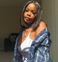 Pelucas de cabello humano brasileño Remy para mujeres negras, 4x4 transparente con cierre de encaje Bob, peluca recta de encaje 4x4, 150 de densidad