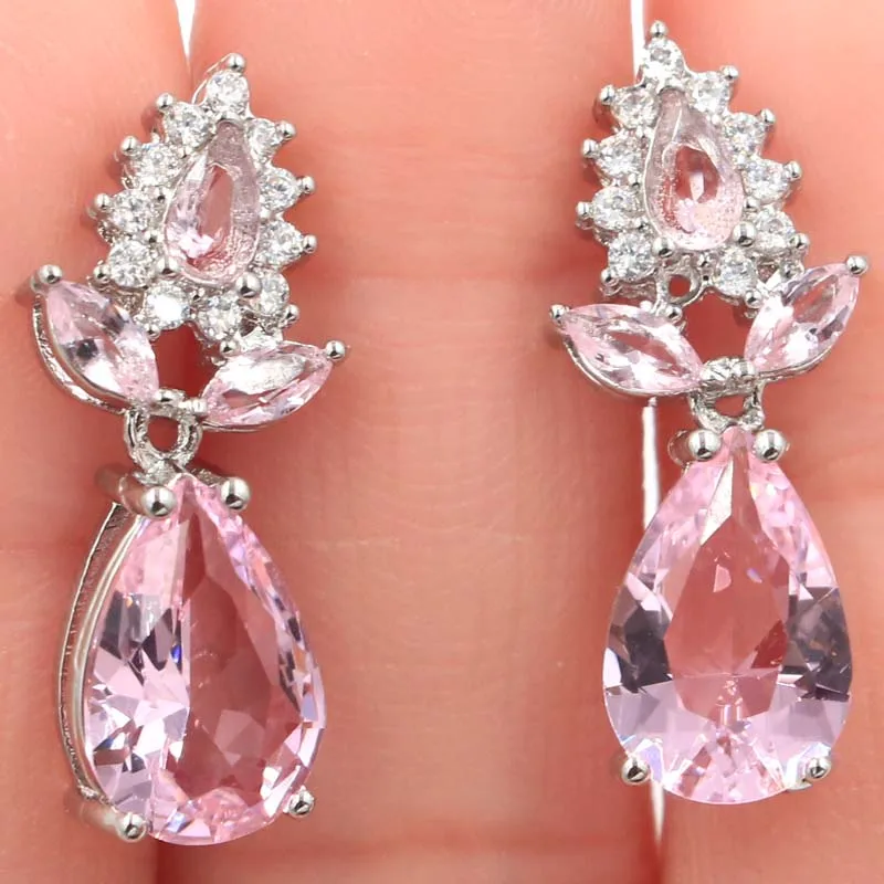 

Handmade Vintage Blood Ruby Ladies Party 925 Silver Earrings 45x17mm