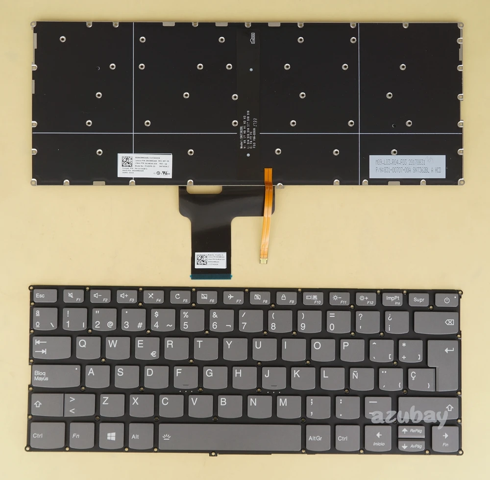 Teclado Espanhol para Lenovo Ideapad 320s13ikb 320s-13ikb u 320s-13ikb d Embutido Cinza Iluminado