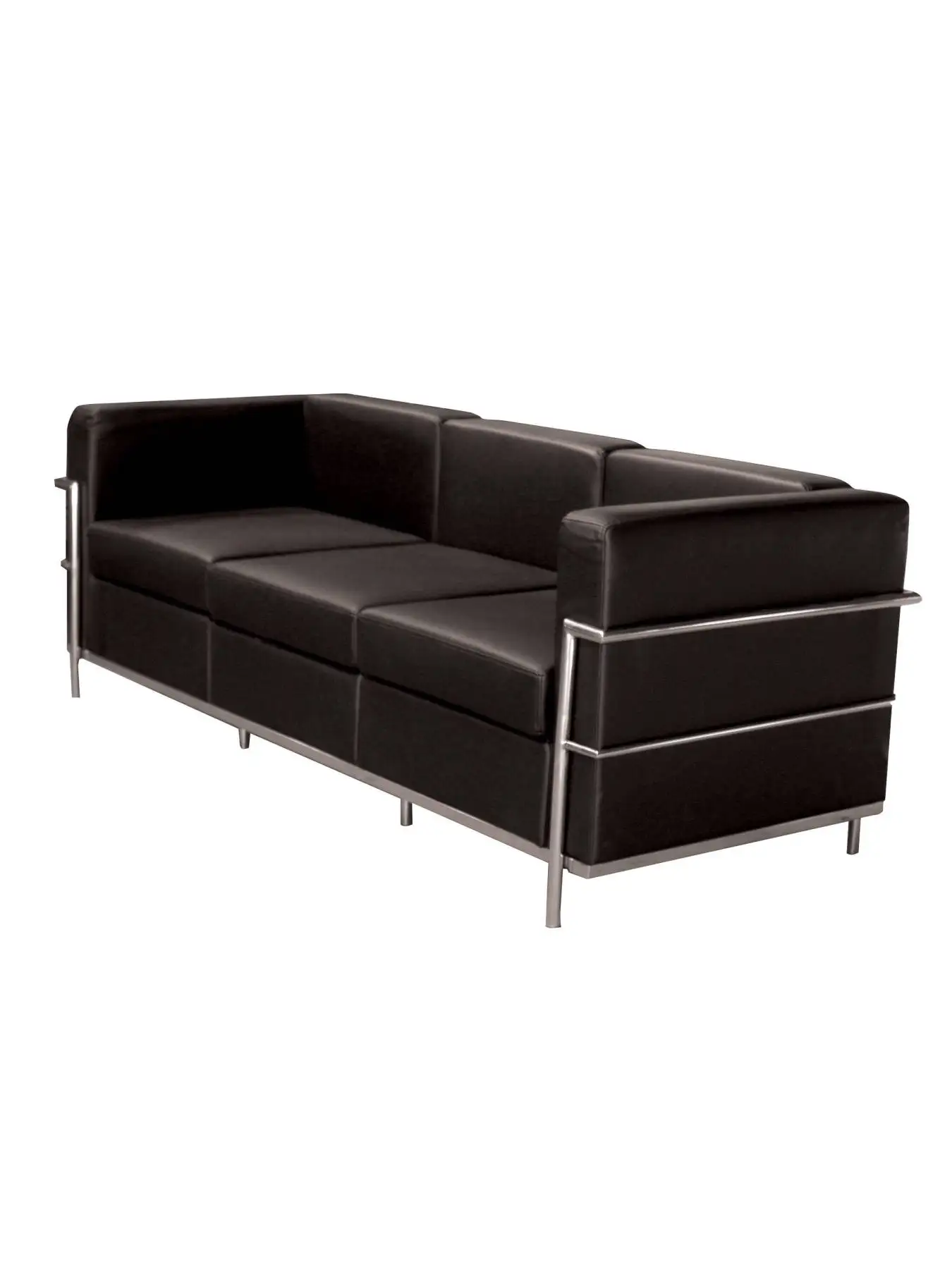 Sofa de Modulo/waiting Three Seater-Upholstered in BALI tissue color black TAPHOLE AND CURLED Model Brackish