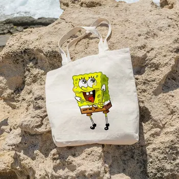 

Angemiel Bag Sponge Bob Picture Shopping Beach Tote Bag