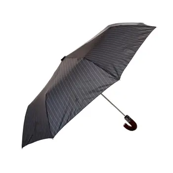 

Biggbrella 1088Pc Wooden Handle Automatic Striped Umbrella Gray