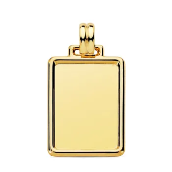

18k gold pendant veneer rectangular 29mm. Smooth frame unisex-Customizable-RECORDING INCLUDED IN THE PRICE