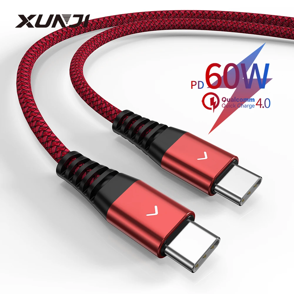 Кабель XUNJI с USB C на Тип PD 60 Вт шнур для быстрой зарядки и передачи данных провод Samsung S20 Xiaomi QC4.0 Macbook Pro|Кабели