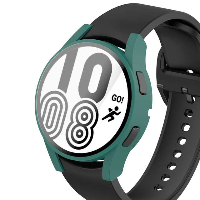 Case for Samsung Galaxy Watch 4 44mm 40mm Full Coverage Bumper Case with Tempered Glass Protective Cover Screen Protector Dark Green
