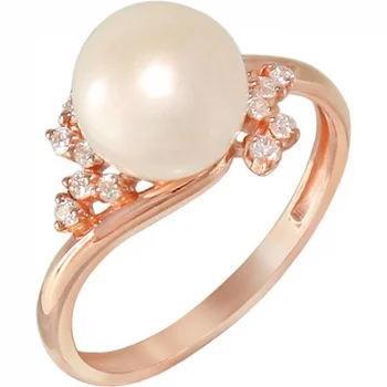 

Esthete ring with pearls and cubic zirconia silver with gilding